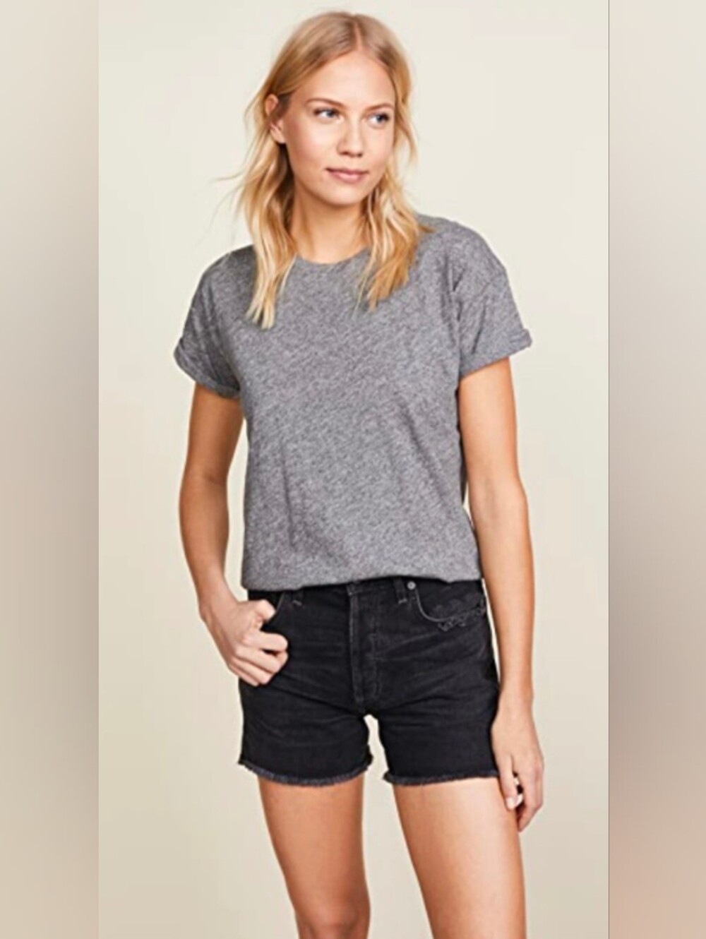 Madewell | Whisper Cotton Crewneck Tee | Heathered Grey | M